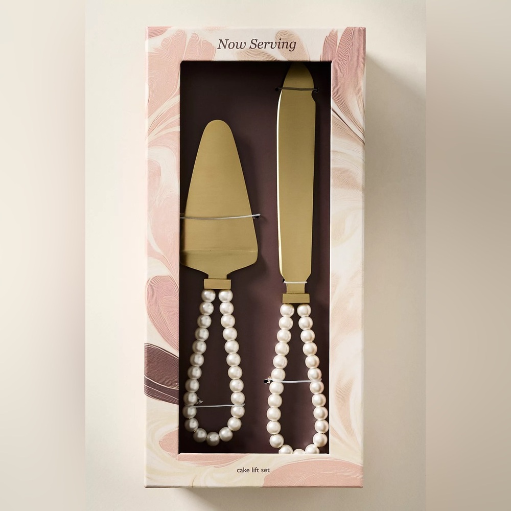 New Anthropologie Pearl Perla Cake Serve Set